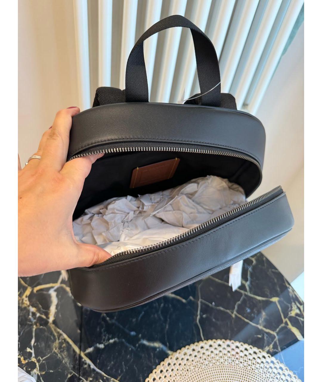 COACH Черный кожаный рюкзак, фото 7