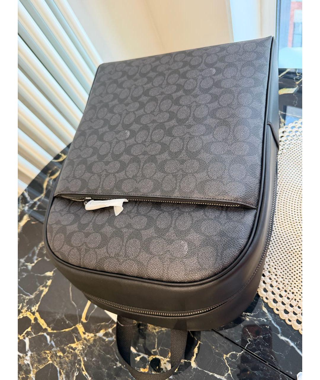 COACH Черный кожаный рюкзак, фото 4