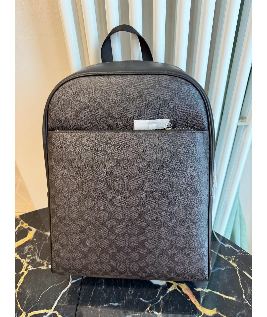 COACH Черный кожаный рюкзак, фото 2