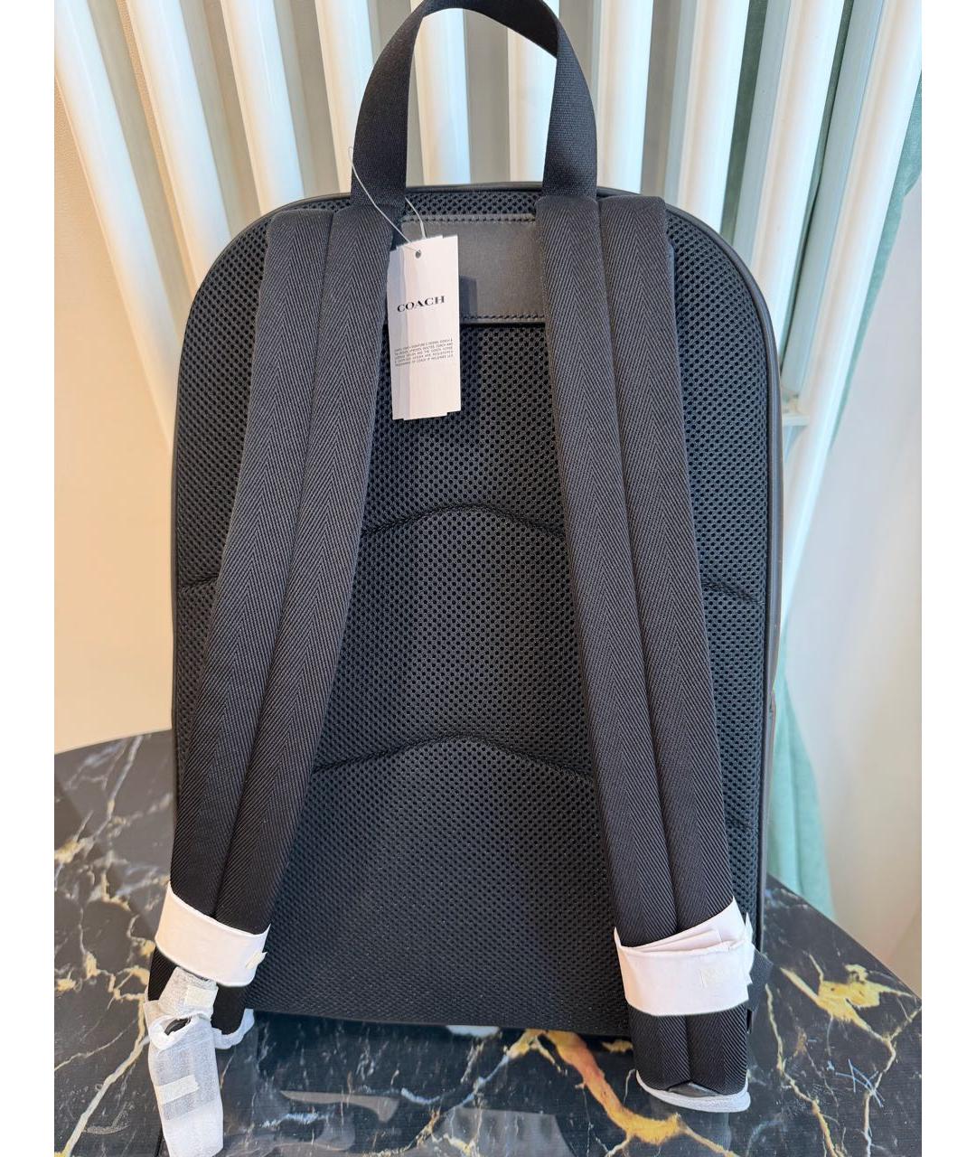 COACH Черный кожаный рюкзак, фото 5