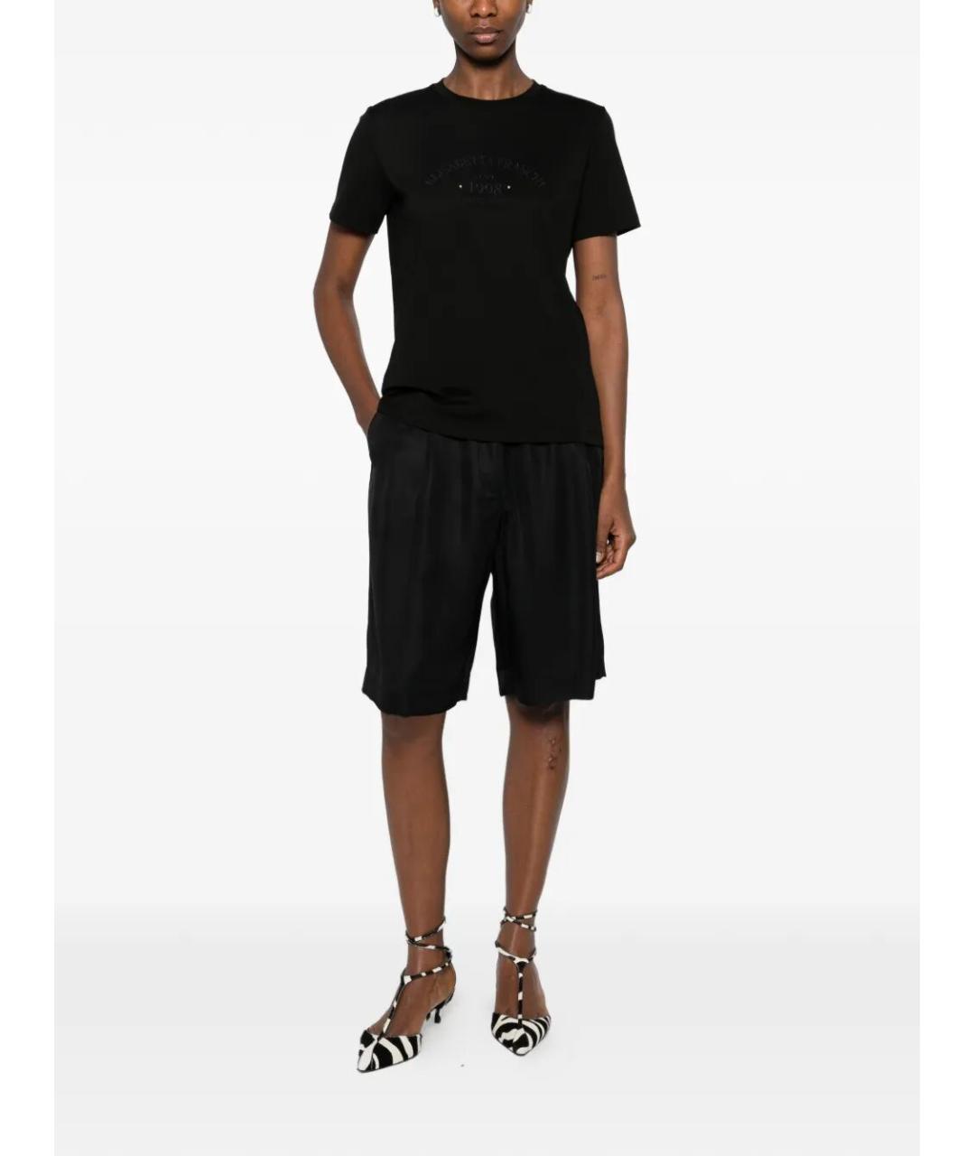 ELISABETTA FRANCHI Черная хлопковая футболка, фото 2