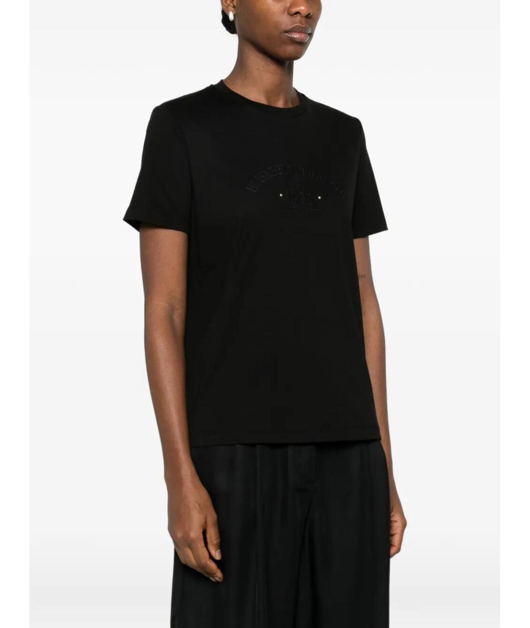 ELISABETTA FRANCHI Черная хлопковая футболка, фото 4