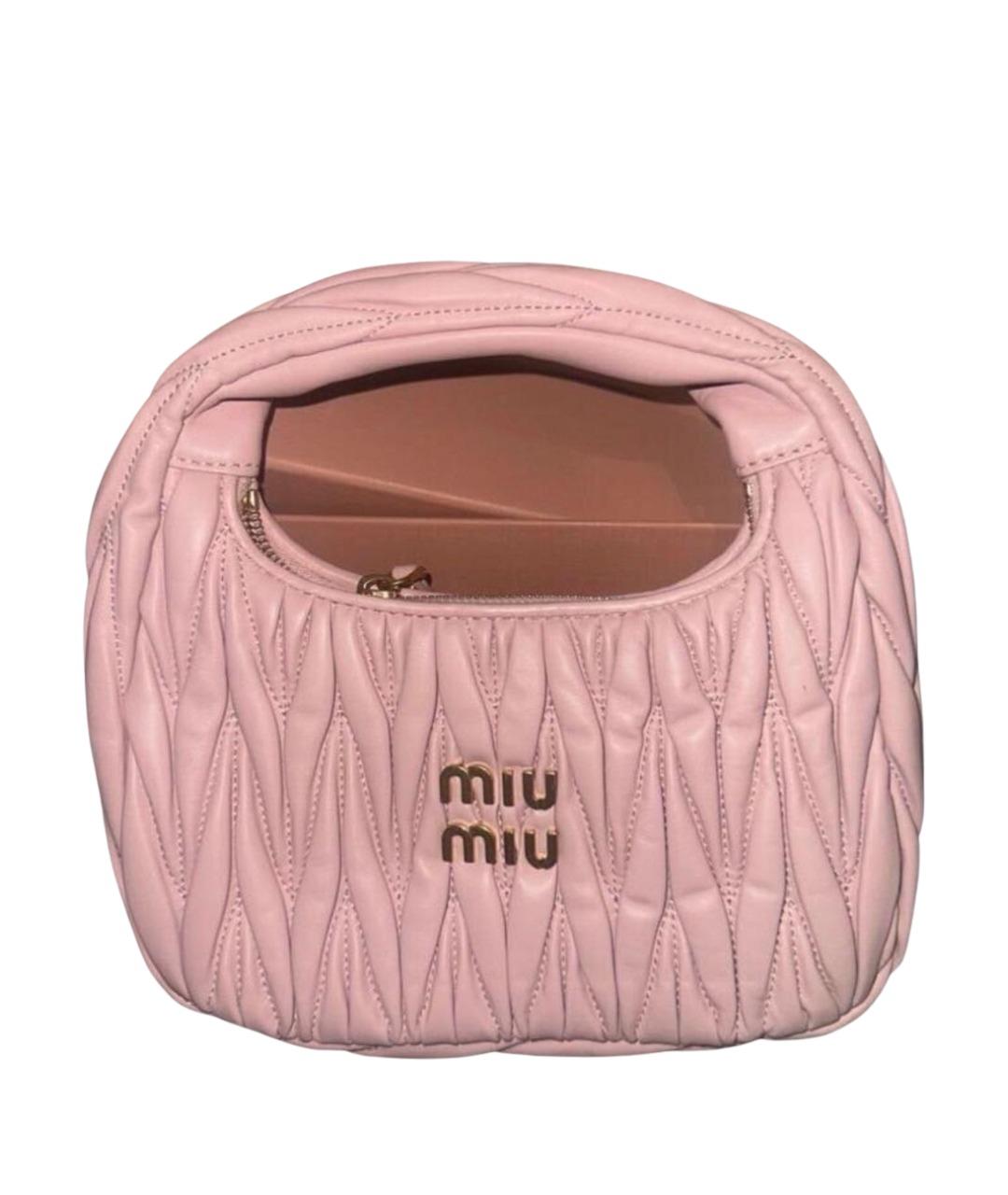 MIU MIU Розовая кожаная сумка с короткими ручками, фото 5