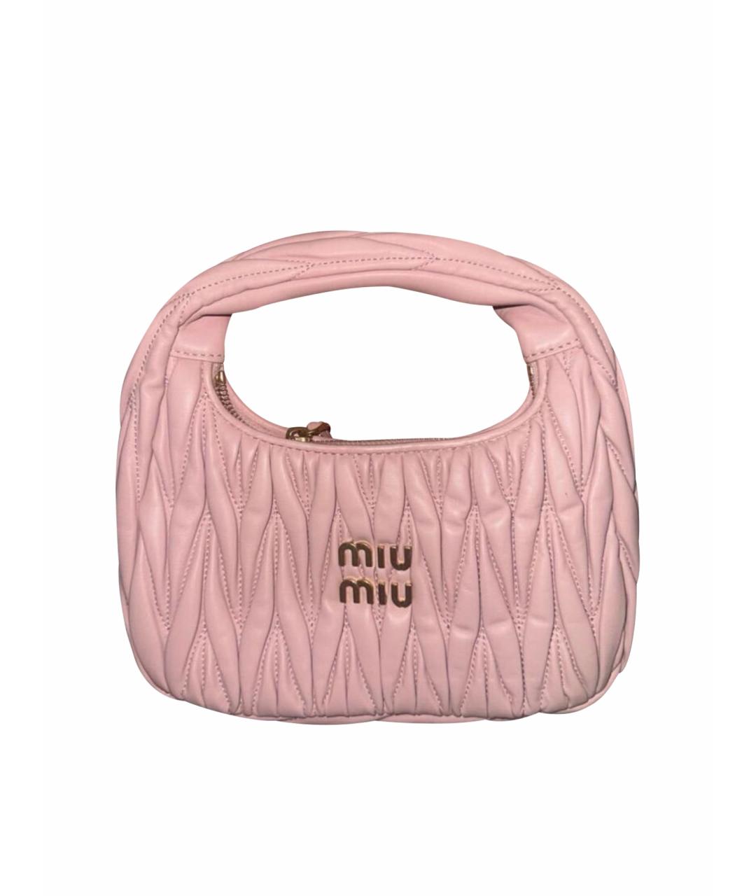 MIU MIU Розовая кожаная сумка с короткими ручками, фото 1