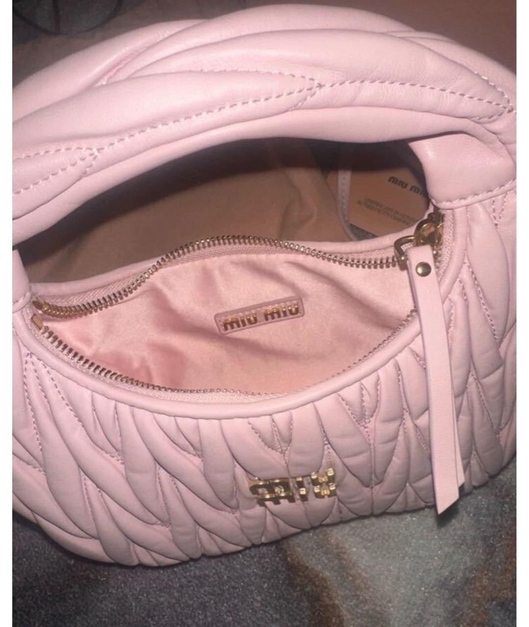 MIU MIU Розовая кожаная сумка с короткими ручками, фото 2
