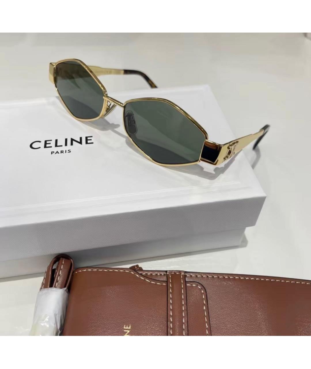 CELINE Золотые металлические солнцезащитные очки, фото 5