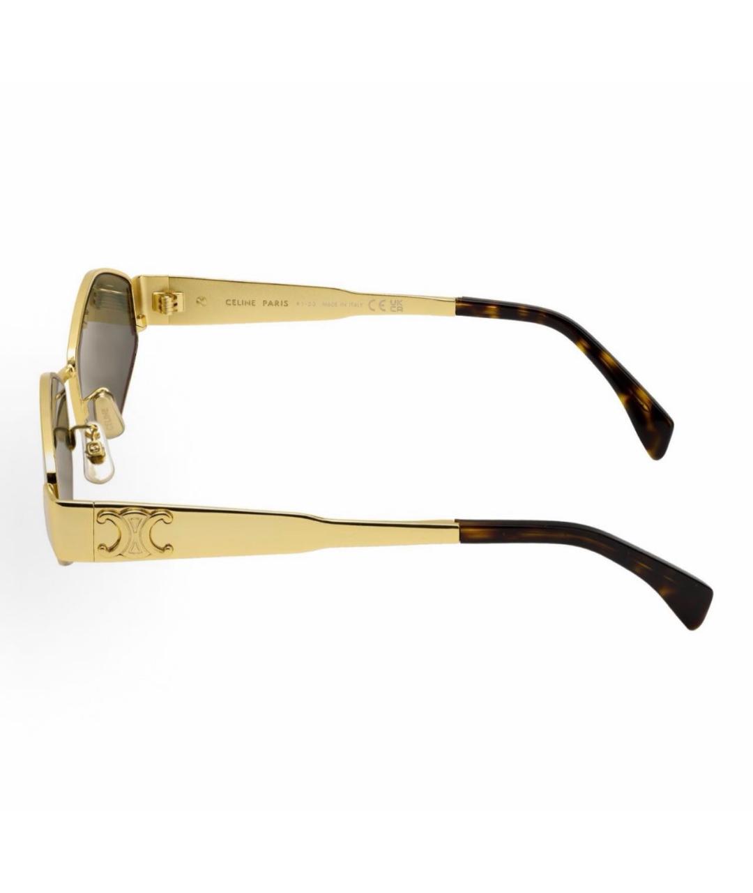 CELINE Золотые металлические солнцезащитные очки, фото 3