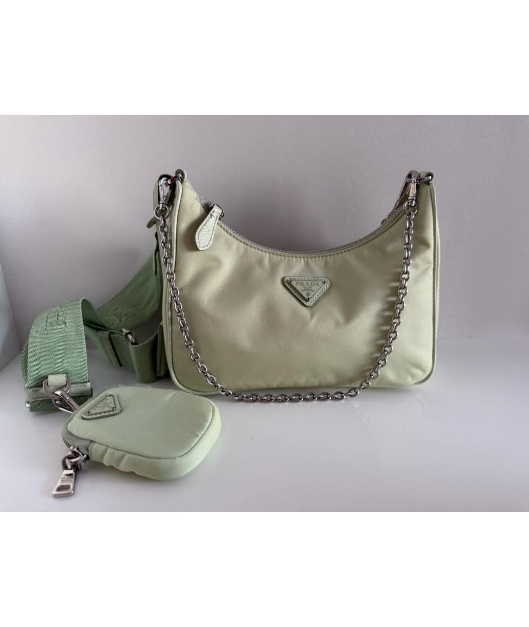 PRADA Салатовая тканевая сумка через плечо, фото 9