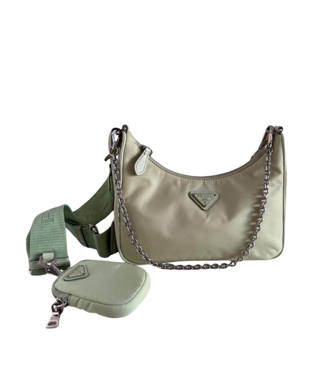 PRADA Салатовая тканевая сумка через плечо, фото 1