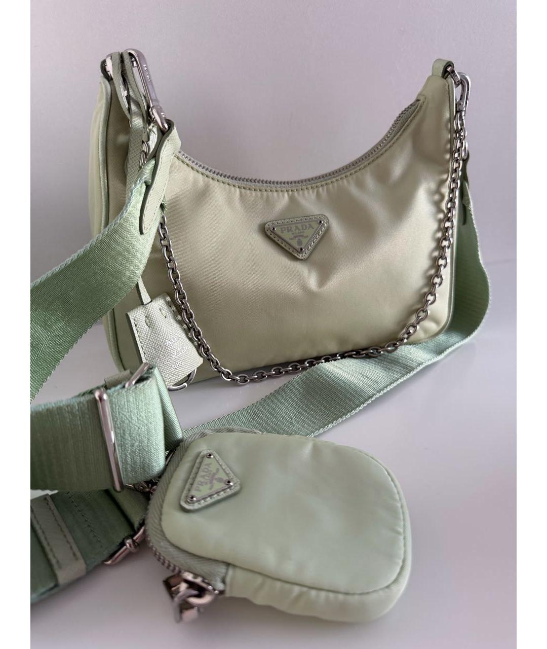 PRADA Салатовая тканевая сумка через плечо, фото 5