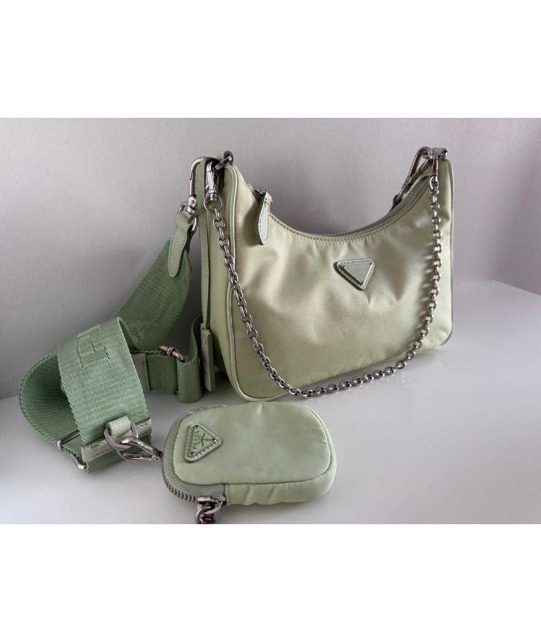 PRADA Салатовая тканевая сумка через плечо, фото 2