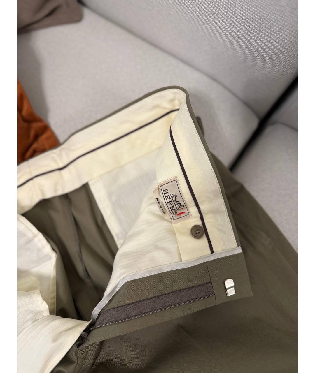 HERMES Зеленые классические брюки, фото 3