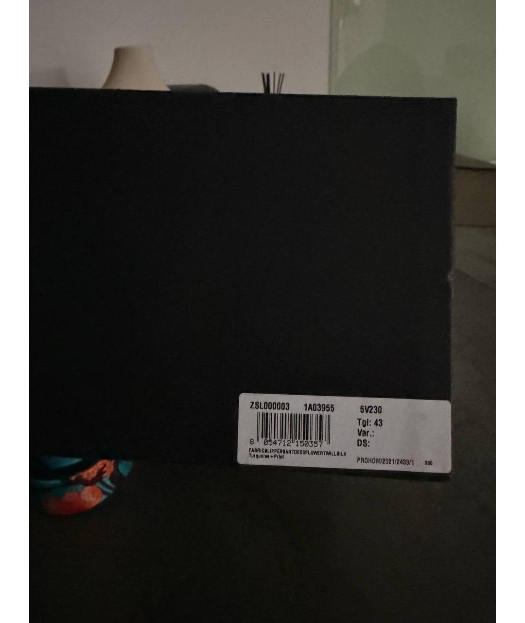 VERSACE Бирюзовые текстильные шлепанцы, фото 7