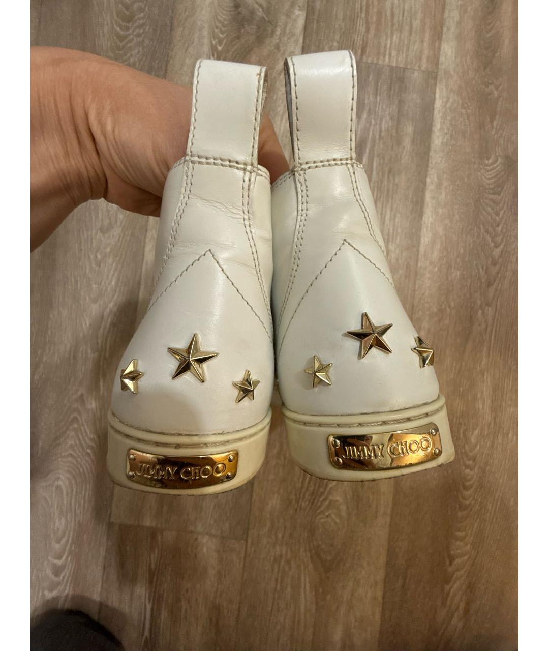JIMMY CHOO Белые кожаные кроссовки, фото 4