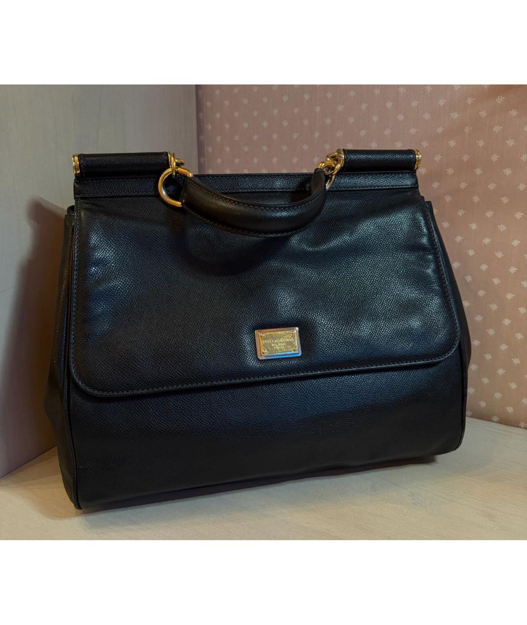 DOLCE&GABBANA Черная кожаная сумка через плечо, фото 2