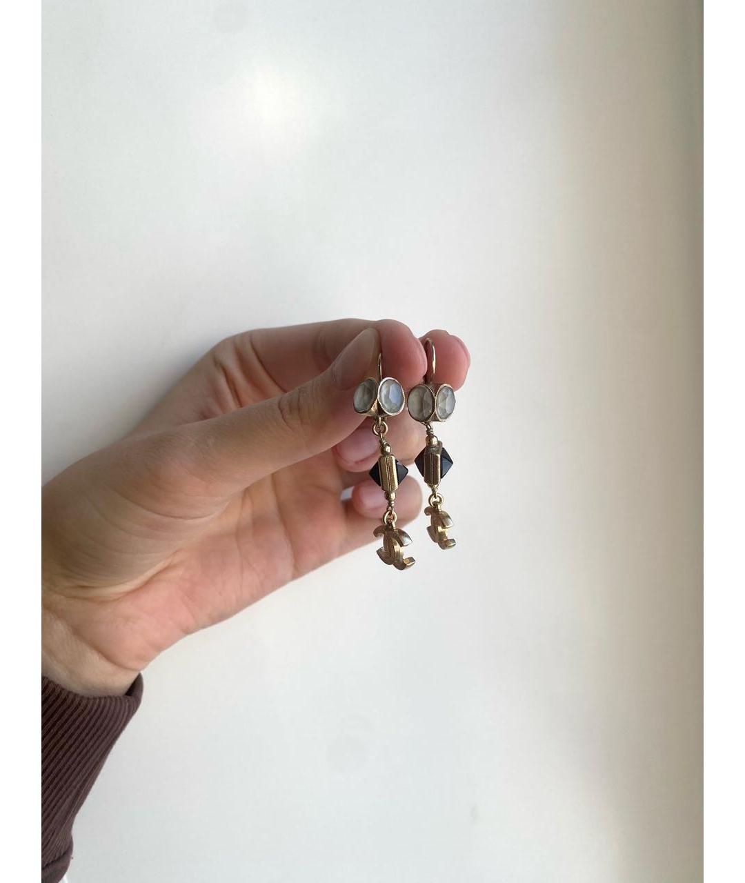 CHANEL Черные металлические серьги, фото 3