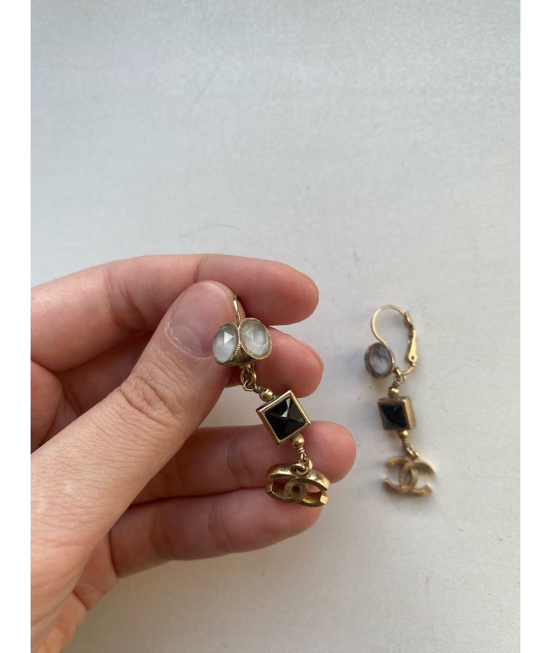 CHANEL Черные металлические серьги, фото 2