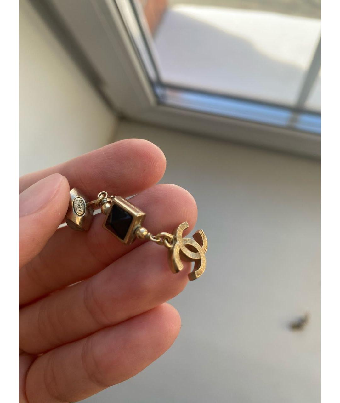 CHANEL Черные металлические серьги, фото 7