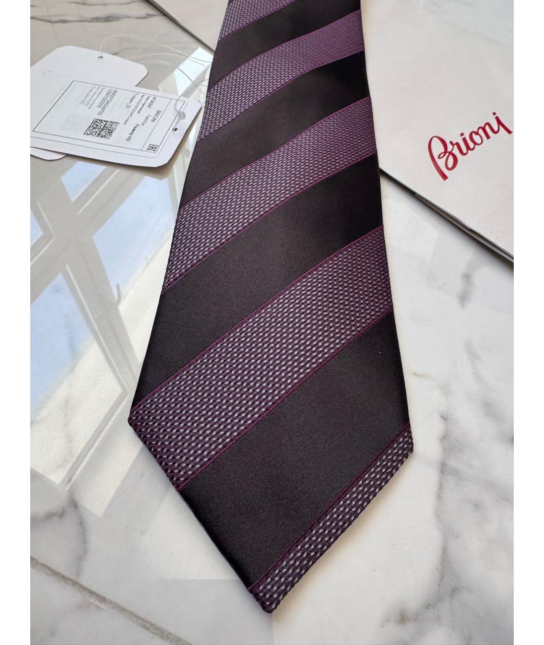 BRIONI Фиолетовый шелковый галстук, фото 3