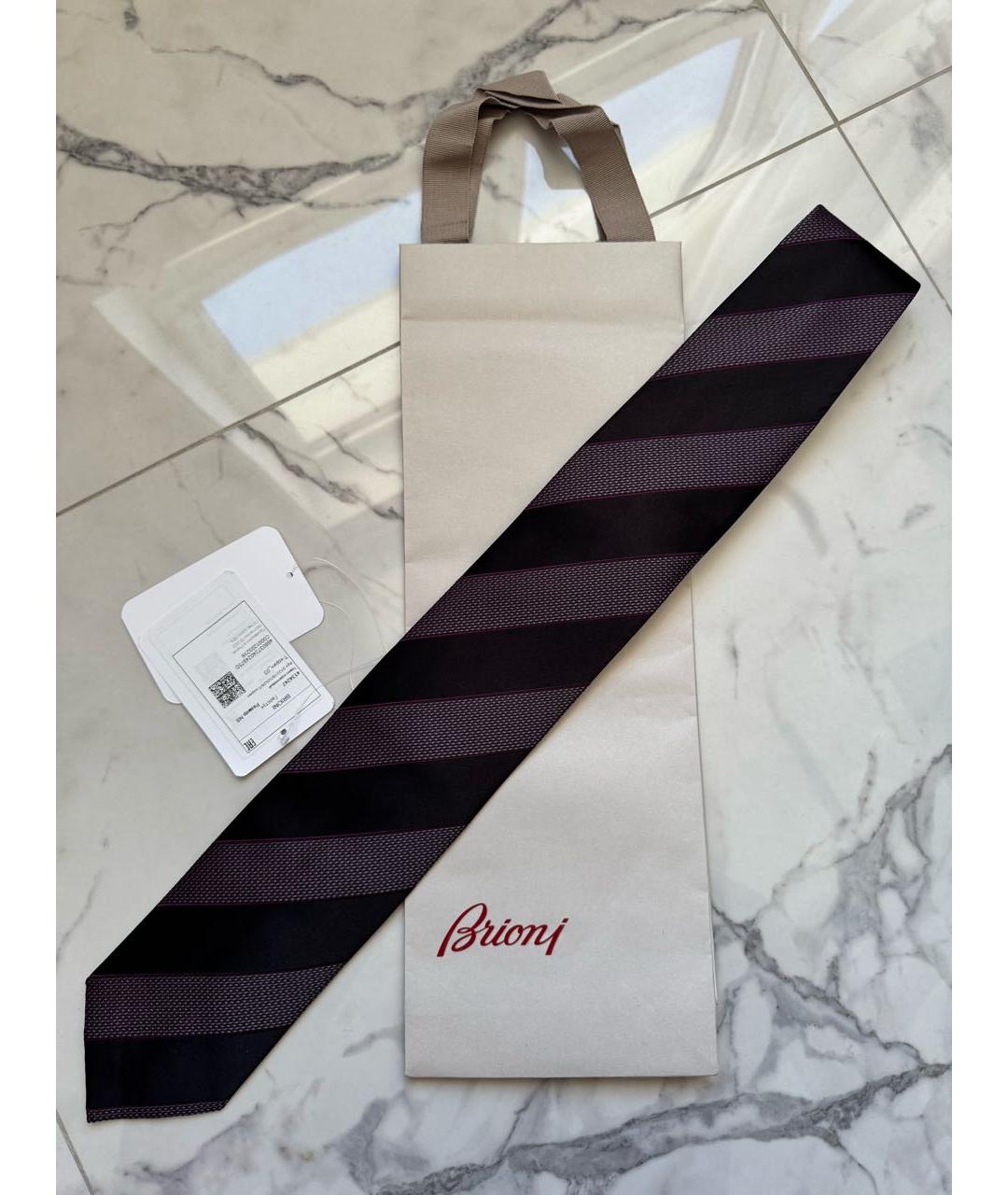 BRIONI Фиолетовый шелковый галстук, фото 7
