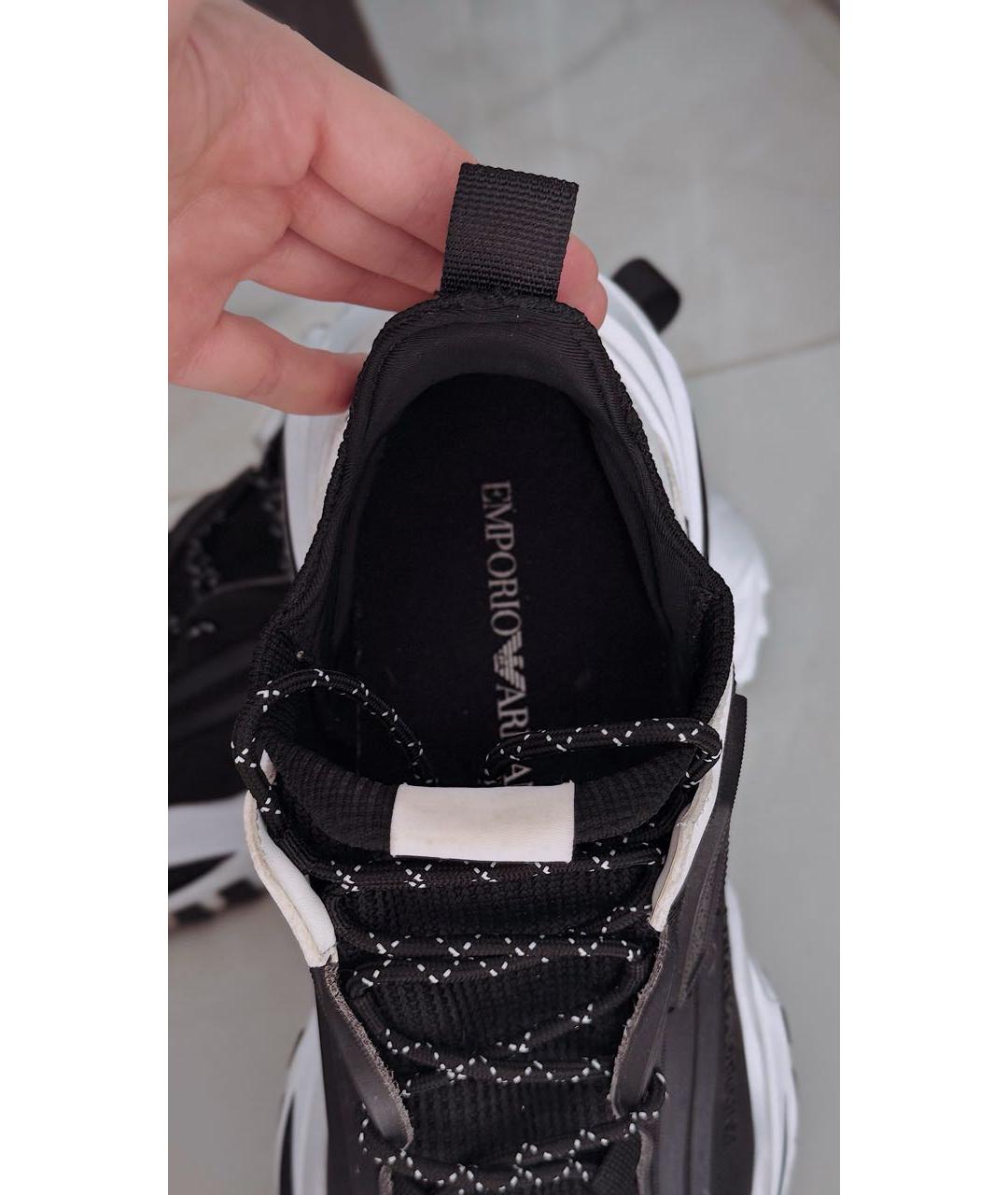 EMPORIO ARMANI Черные резиновые низкие кроссовки / кеды, фото 5