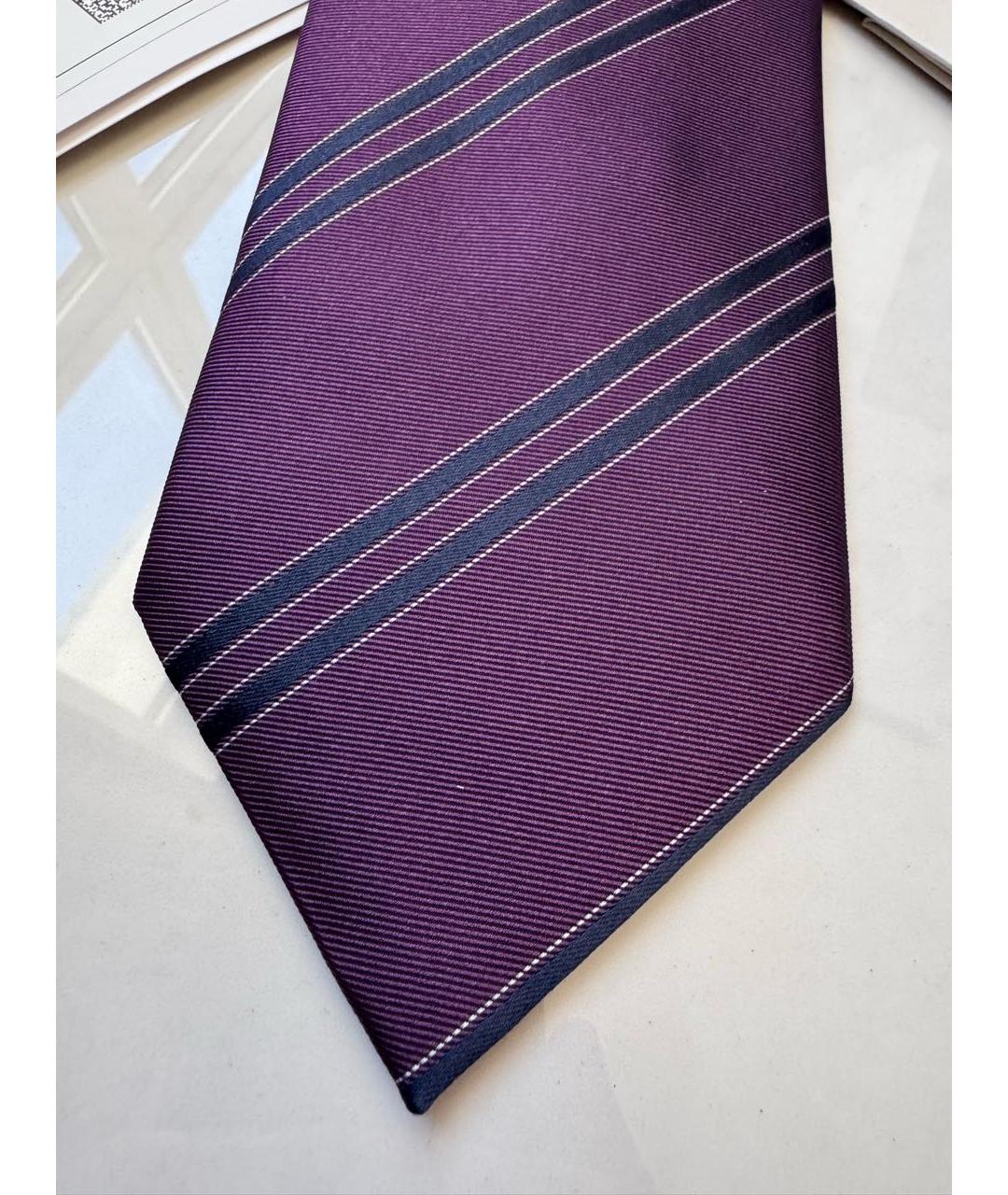 BRIONI Фиолетовый шелковый галстук, фото 5