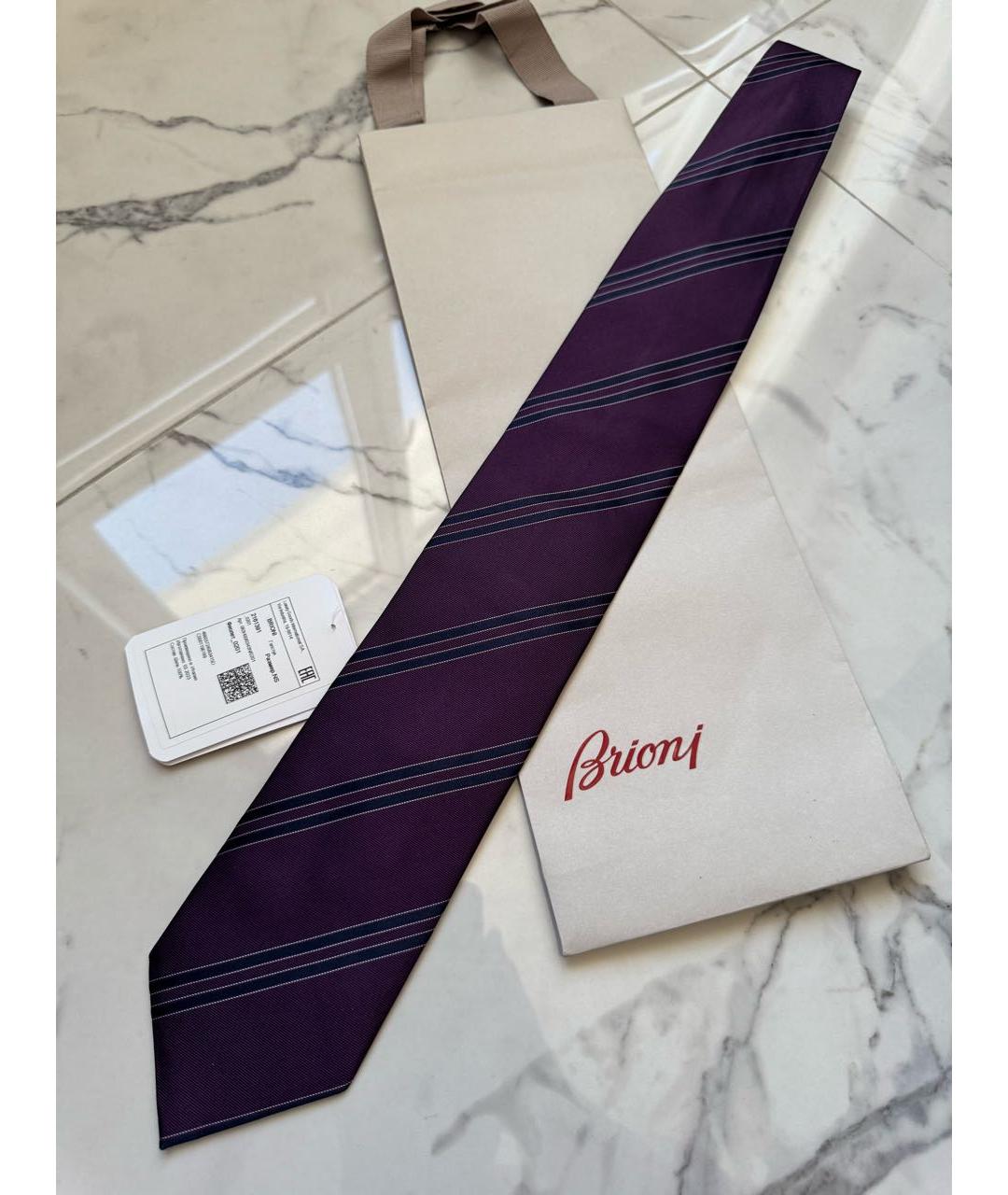 BRIONI Фиолетовый шелковый галстук, фото 8