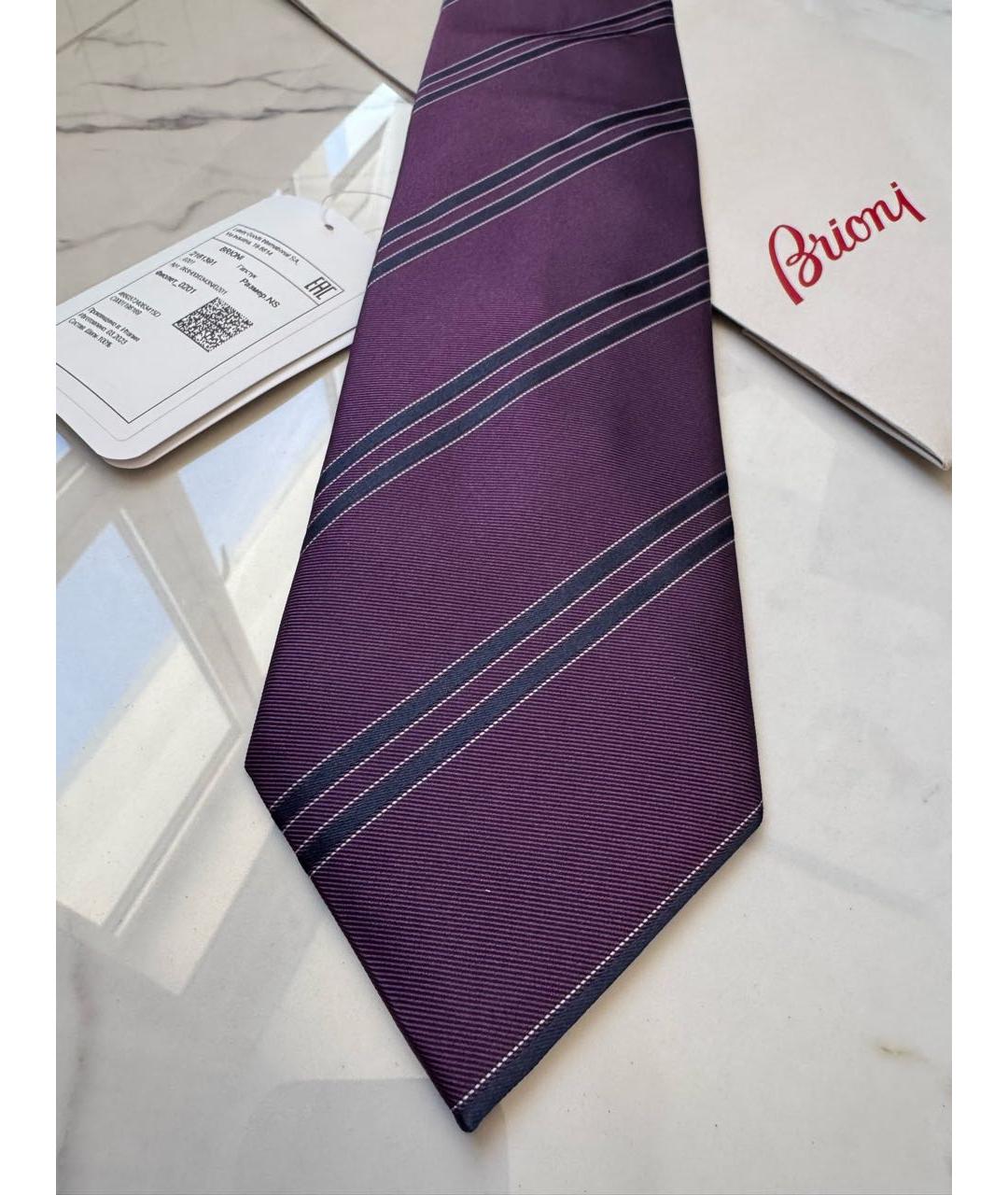 BRIONI Фиолетовый шелковый галстук, фото 6