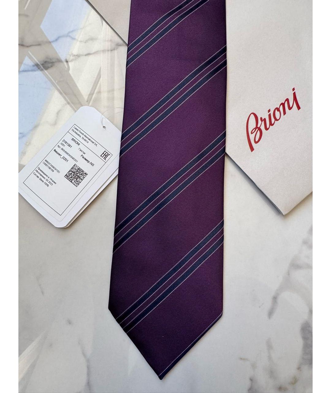 BRIONI Фиолетовый шелковый галстук, фото 7