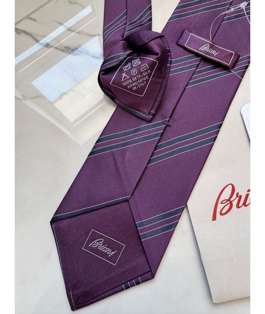 BRIONI Фиолетовый шелковый галстук, фото 4