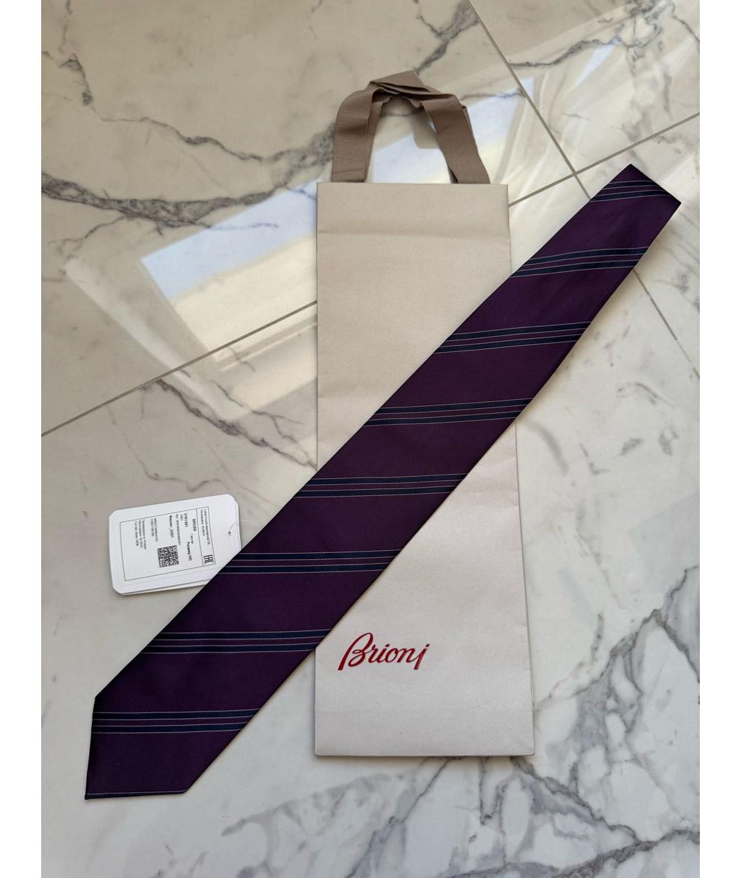 BRIONI Фиолетовый шелковый галстук, фото 2