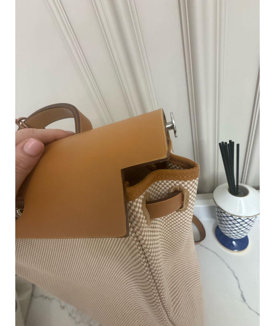 HERMES Коричневый кожаный рюкзак, фото 6