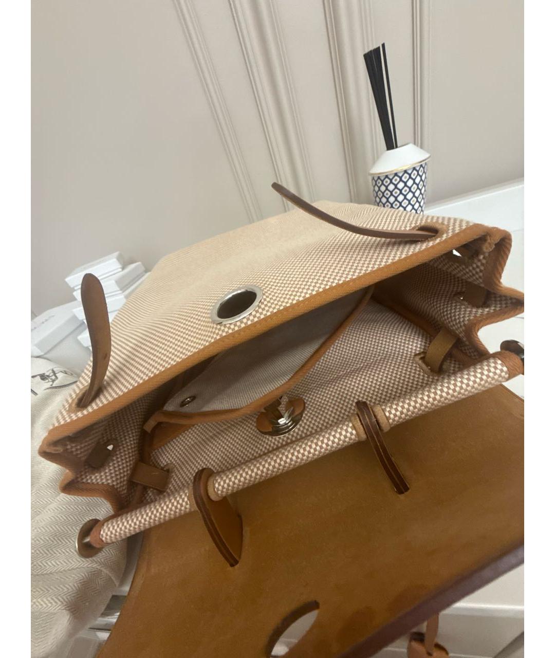 HERMES Коричневый кожаный рюкзак, фото 4