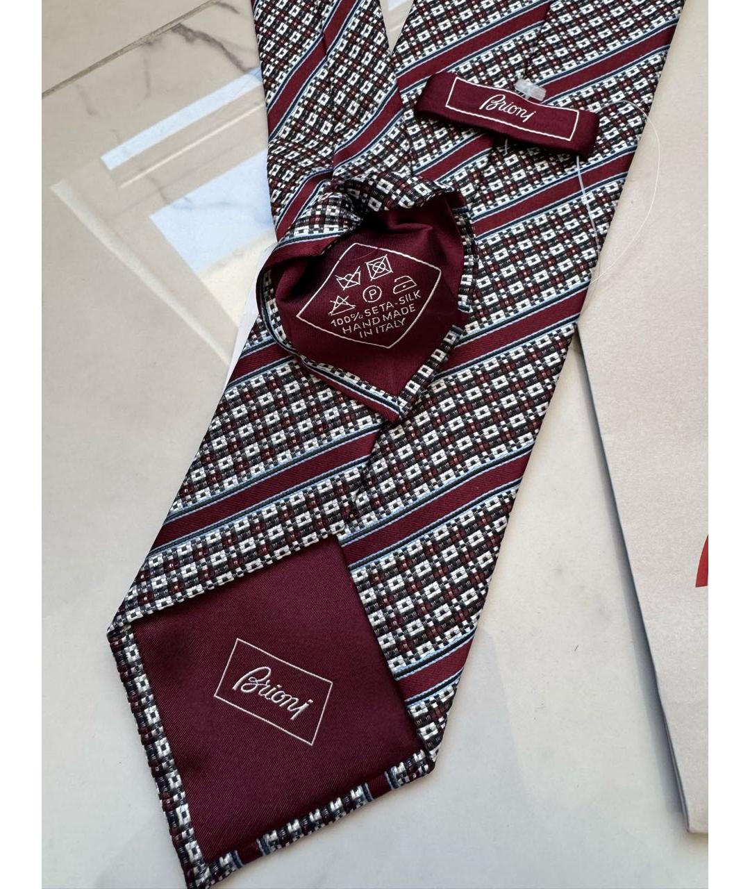 BRIONI Бордовый шелковый галстук, фото 5