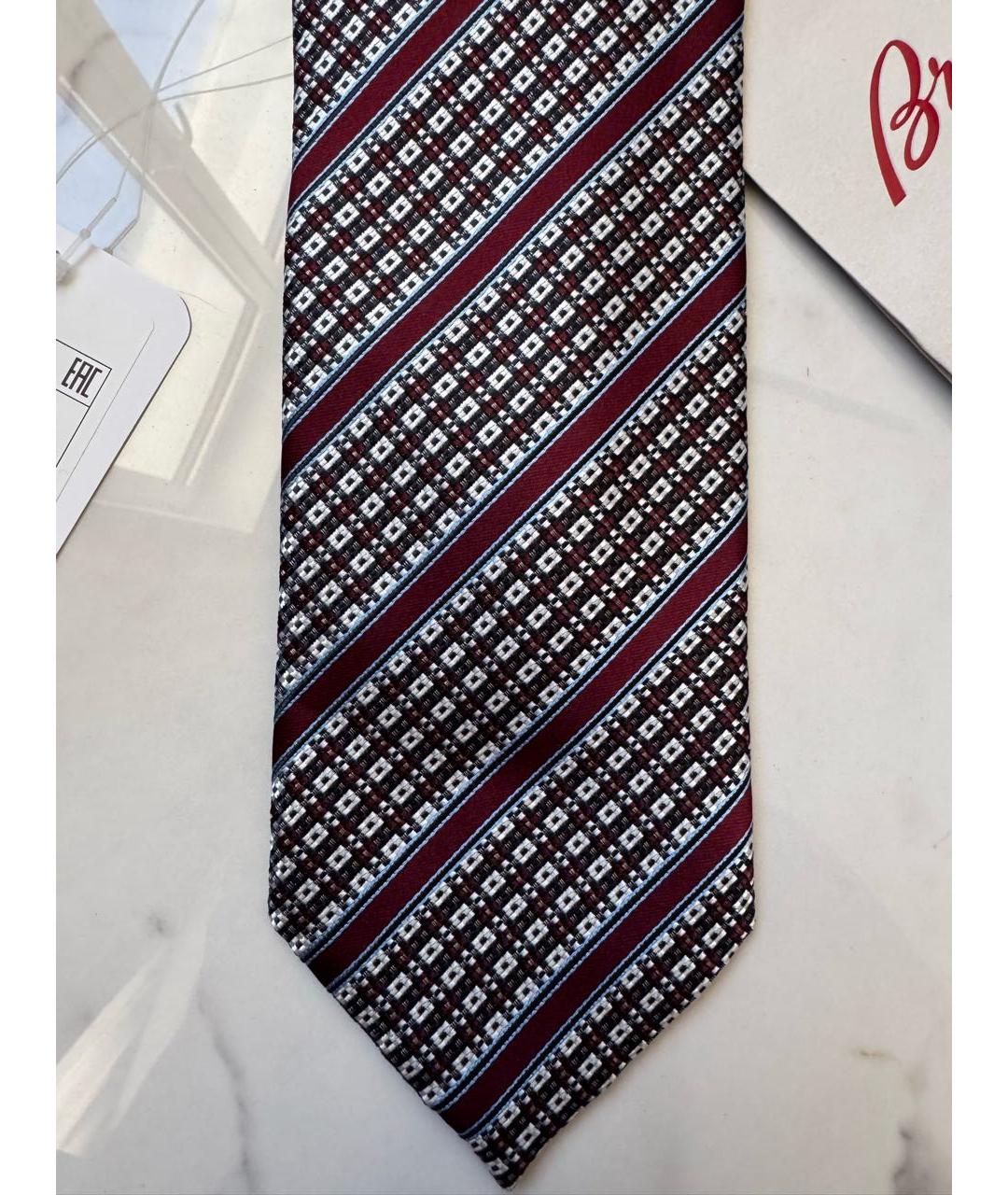 BRIONI Бордовый шелковый галстук, фото 7