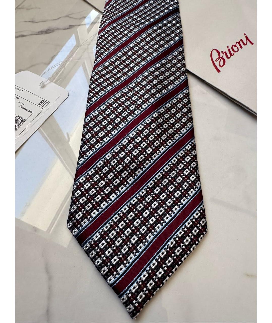 BRIONI Бордовый шелковый галстук, фото 4