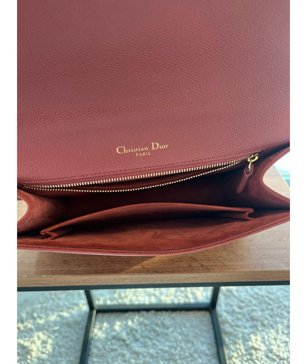 CHRISTIAN DIOR Коралловая кожаная сумка через плечо, фото 5