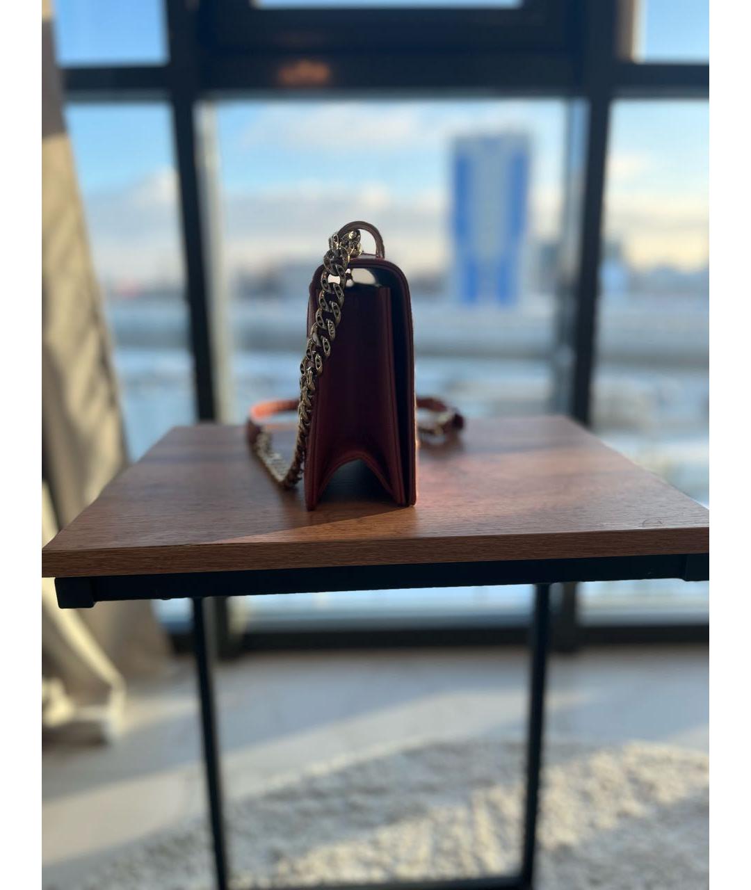 CHRISTIAN DIOR Коралловая кожаная сумка через плечо, фото 3