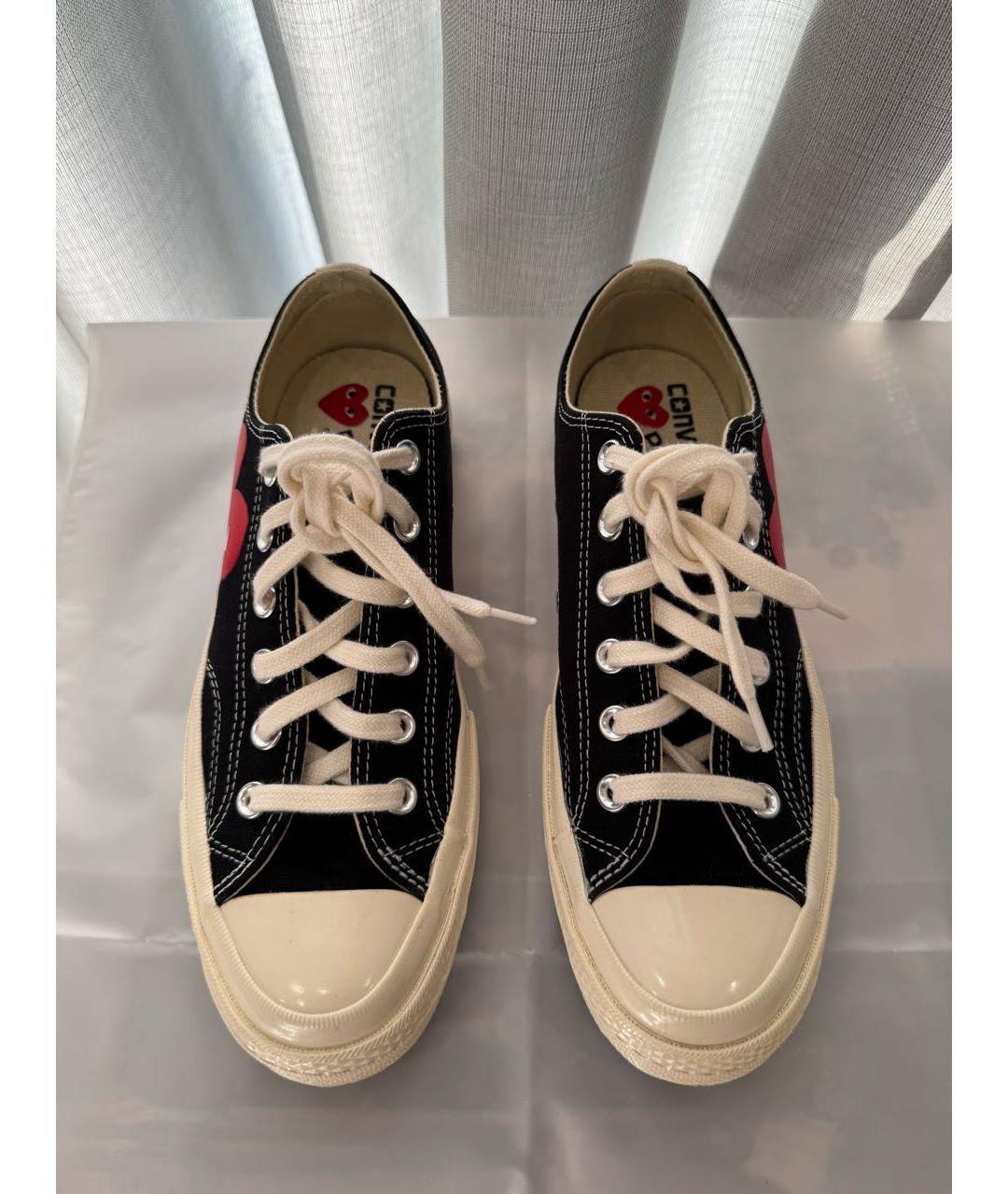 COMME DES GARÇONS PLAY Черные текстильные низкие кроссовки / кеды, фото 2