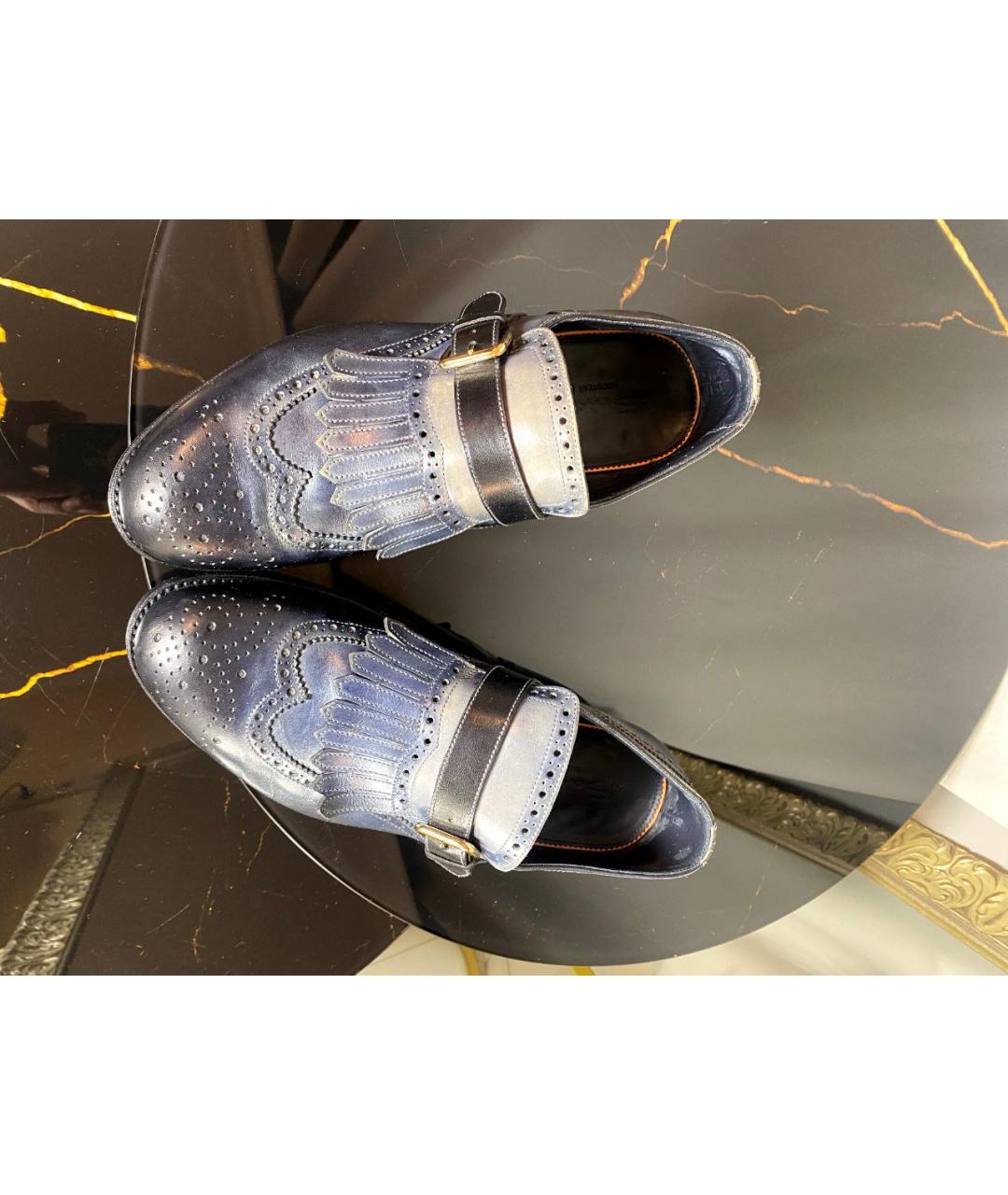 SANTONI Серые кожаные лоферы, фото 7