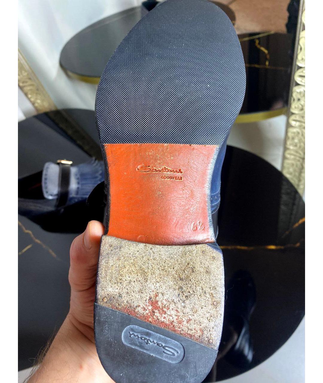 SANTONI Серые кожаные лоферы, фото 6