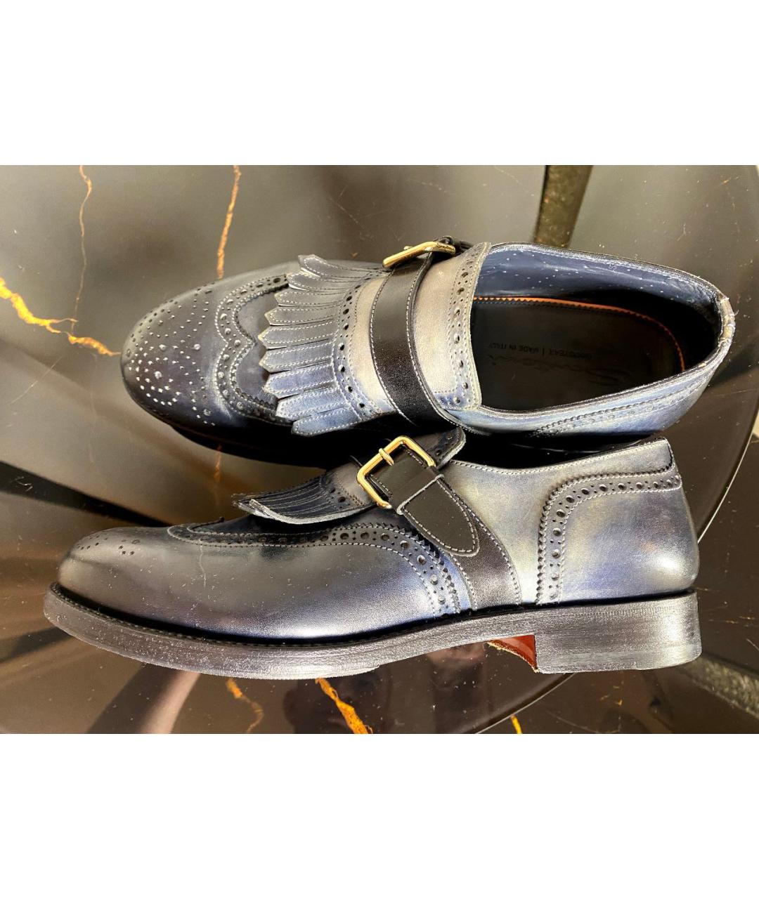 SANTONI Серые кожаные лоферы, фото 4