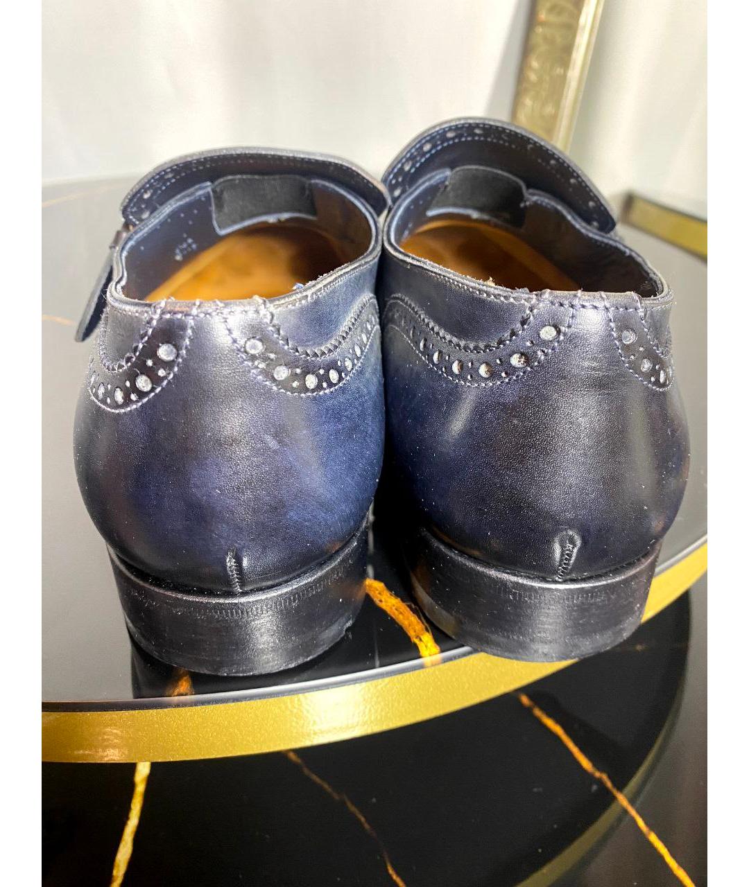 SANTONI Серые кожаные лоферы, фото 5