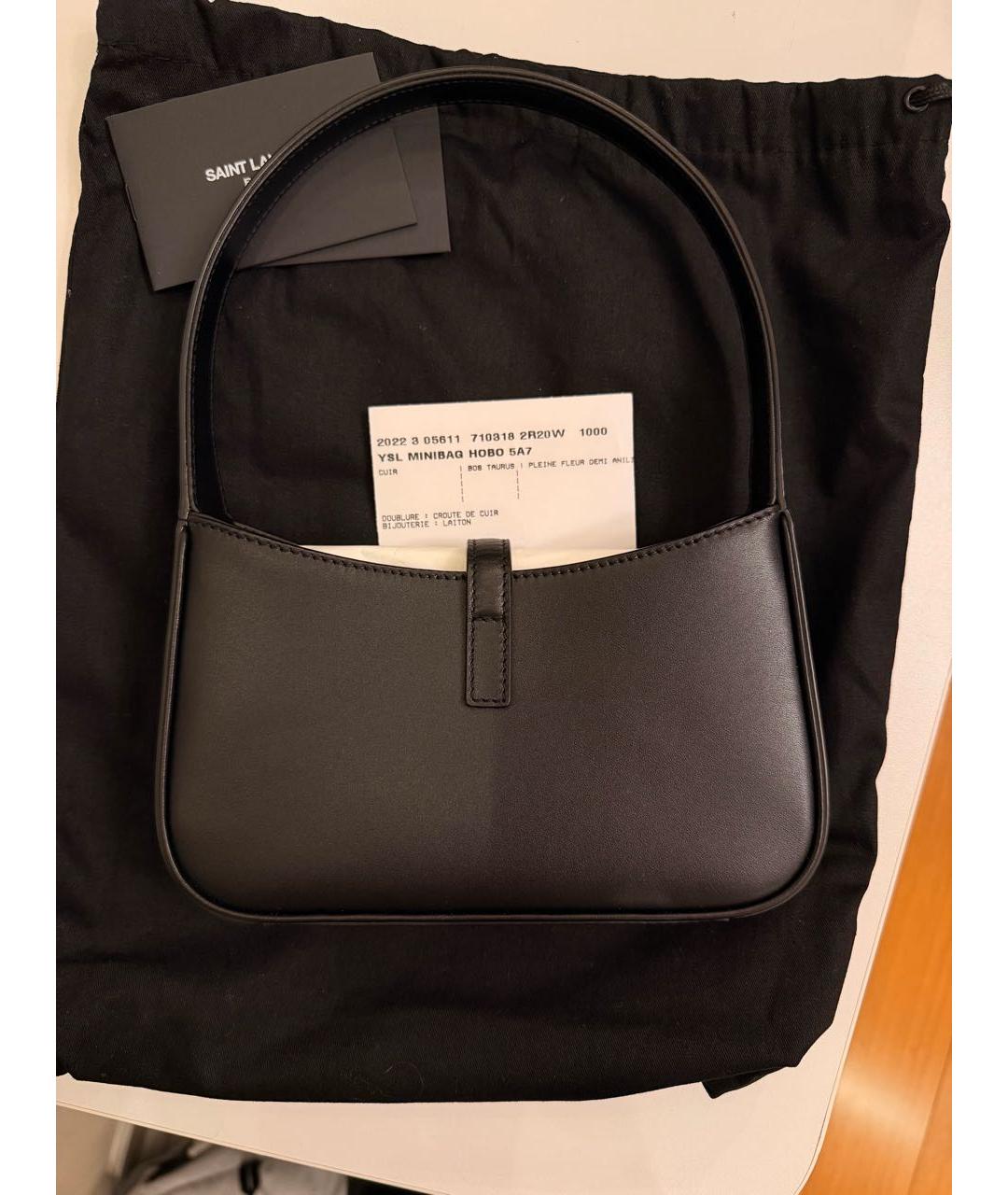 SAINT LAURENT Черная кожаная сумка с короткими ручками, фото 4