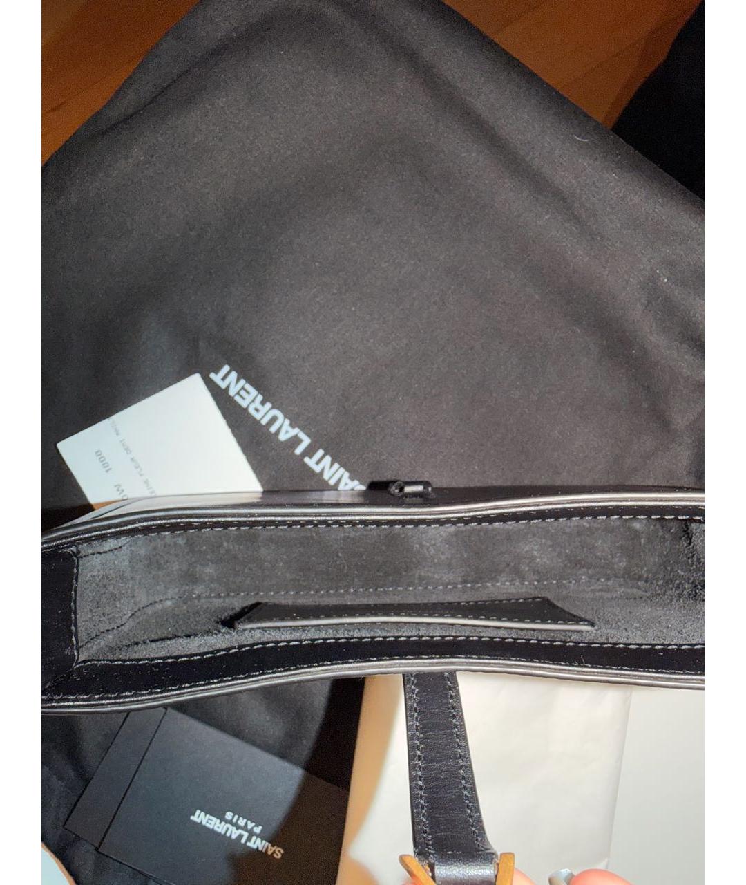 SAINT LAURENT Черная кожаная сумка с короткими ручками, фото 5