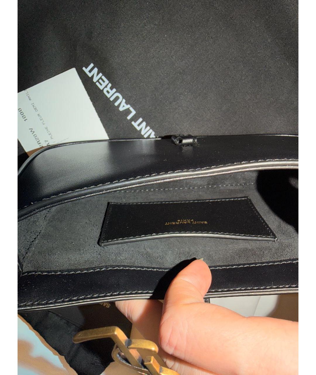 SAINT LAURENT Черная кожаная сумка с короткими ручками, фото 6