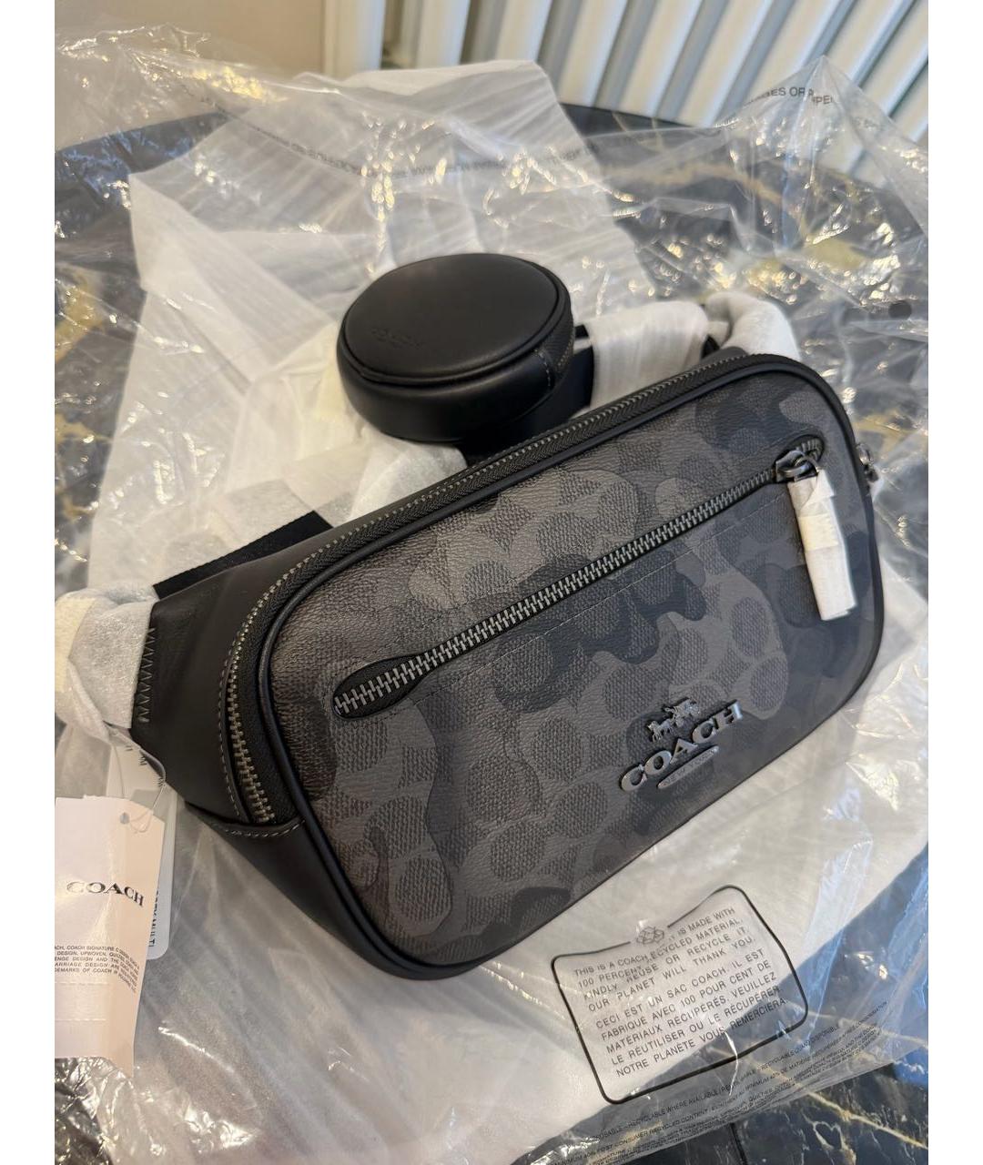 COACH Антрацитовая поясная сумка, фото 2