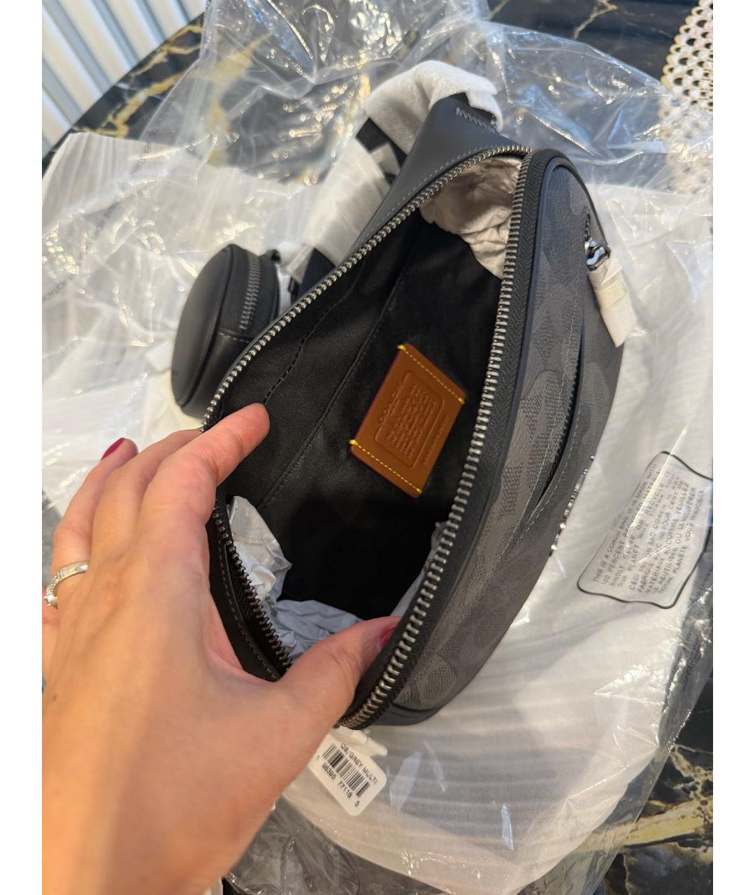 COACH Антрацитовая поясная сумка, фото 3