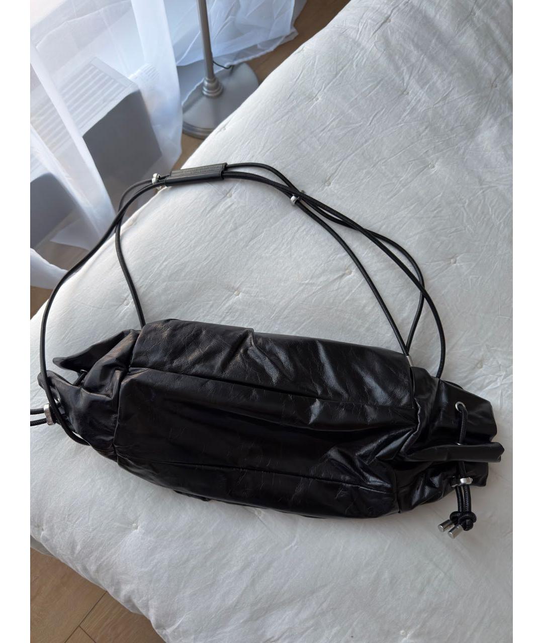 DIESEL Черная сумка через плечо из лакированной кожи, фото 3