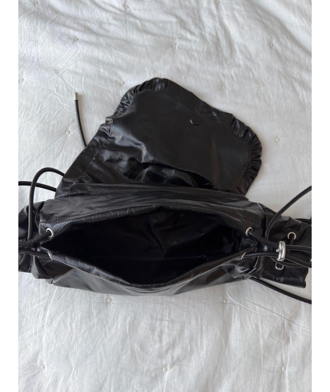 DIESEL Черная сумка через плечо из лакированной кожи, фото 4